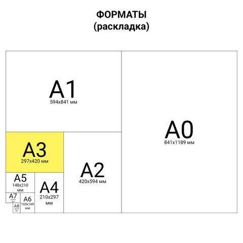 Папка для рисования БОЛЬШОГО ФОРМАТА А3, 20 л., 200 г/м2, BRAUBERG, 297х420 мм